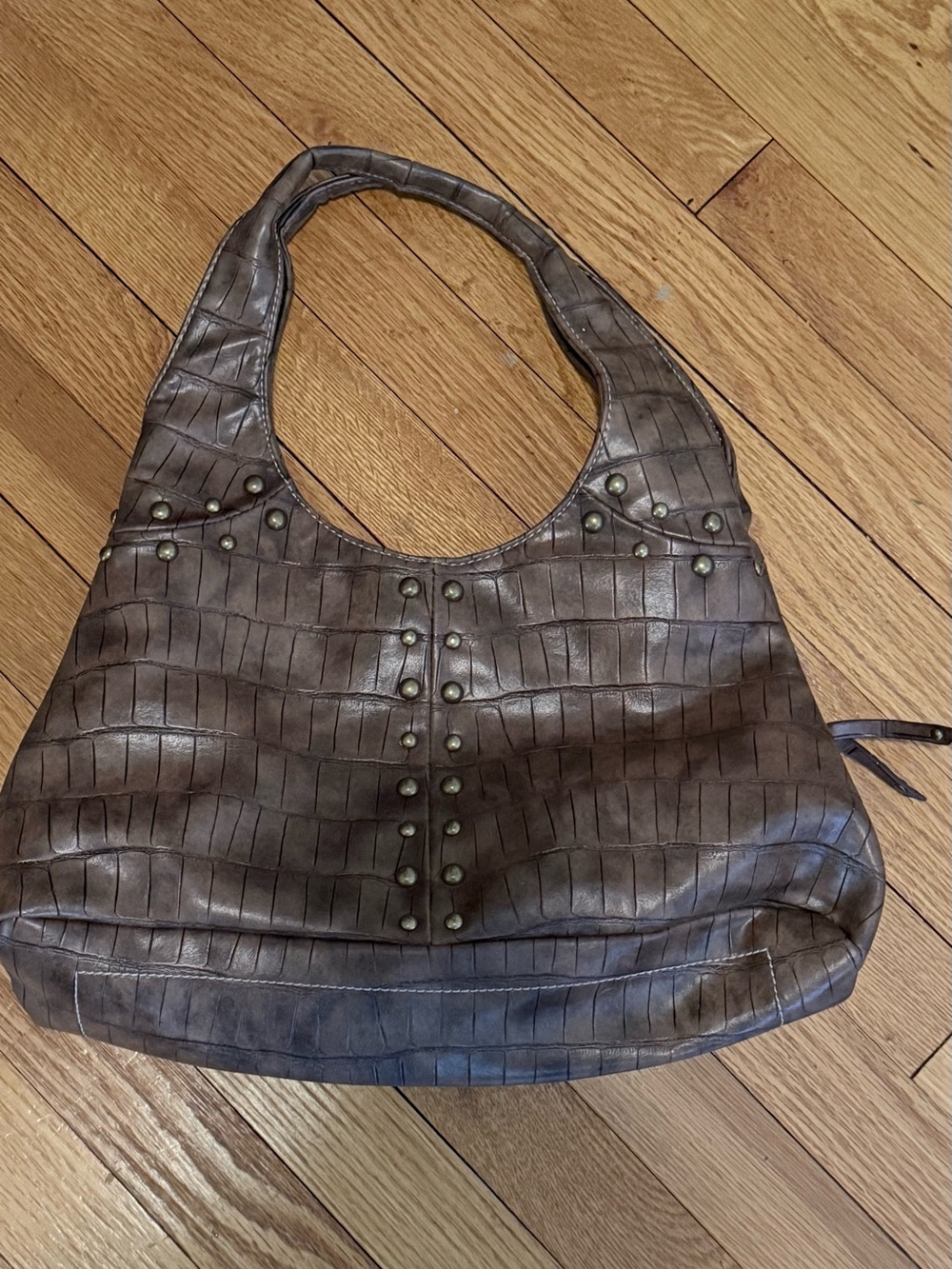 Mercer & Madison Everyday Brown Croc-Texture Hobo Bag